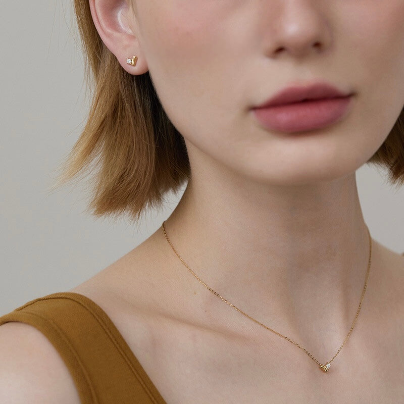 Gold Heart Diamond Pendant Necklace