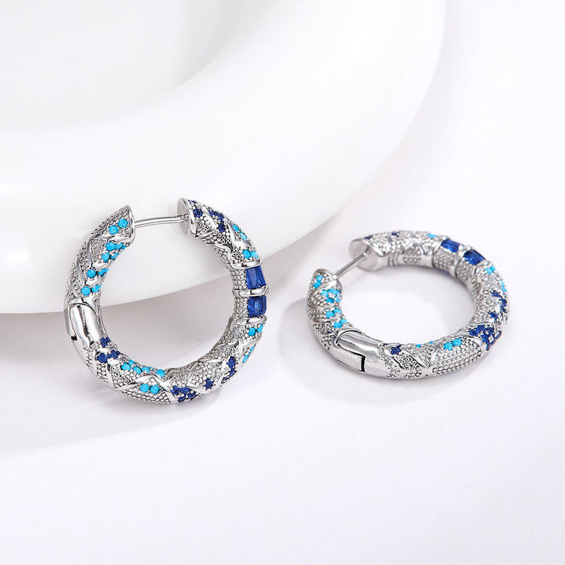 Ocean Gleam Enamel Hoop Earrings