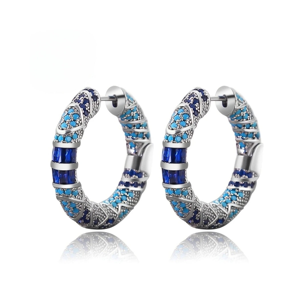 Ocean Gleam Enamel Hoop Earrings