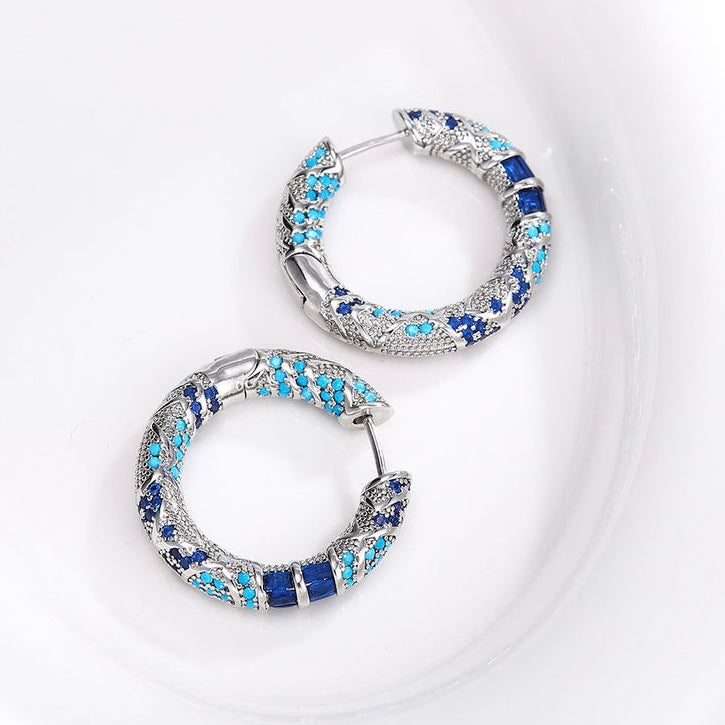 Ocean Gleam Enamel Hoop Earrings