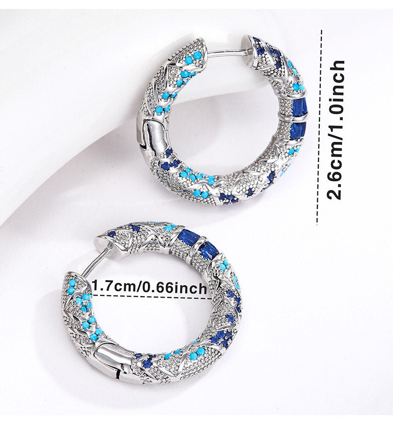 Ocean Gleam Enamel Hoop Earrings