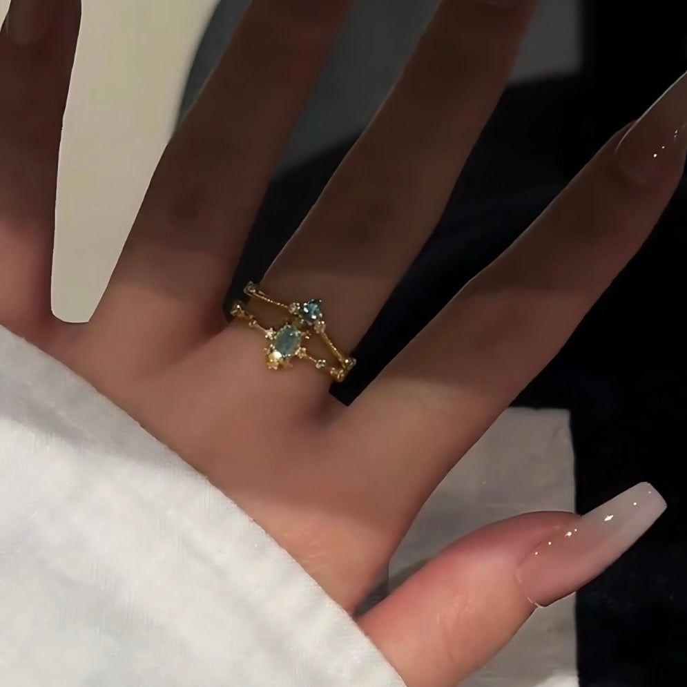 Blue Crystal Ring - Adjustable (One Size)