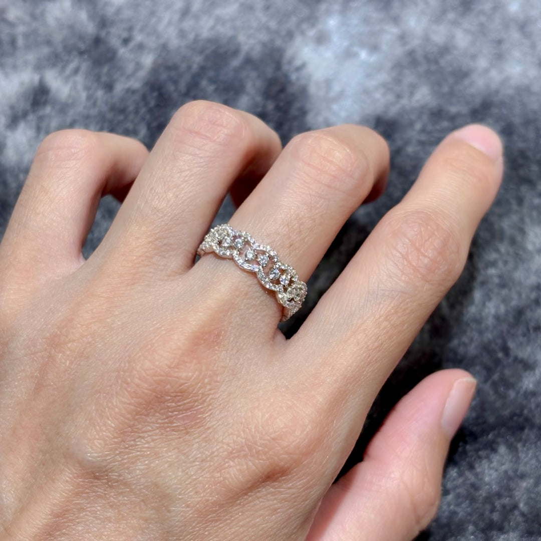 Silver CZ Crown Band Ring - Adjustable (One Size)