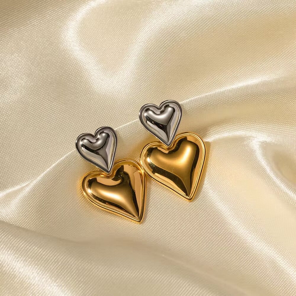 Two-Tone Heart Earrings