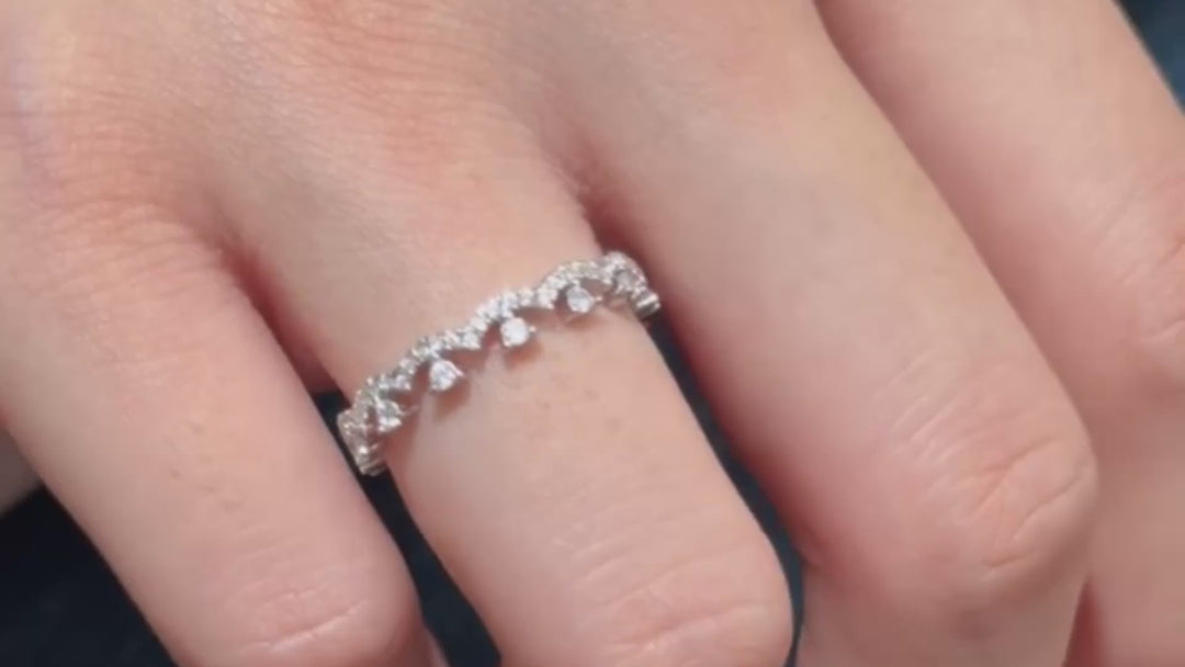Silver CZ Crown Band Ring - Adjustable (One Size)
