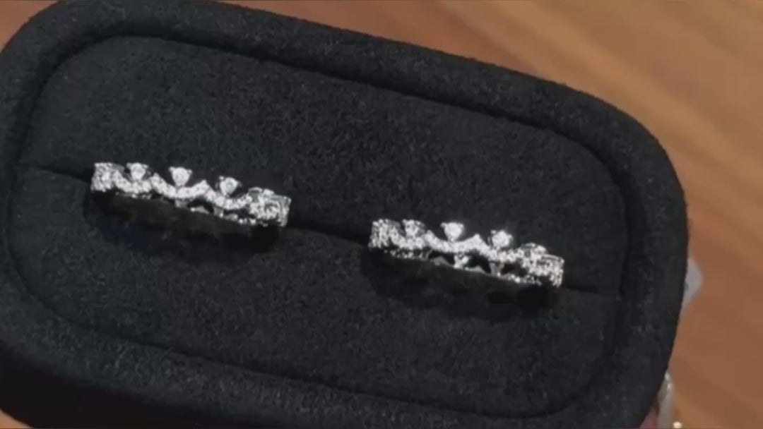 Silver CZ Crown Band Ring - Adjustable (One Size)