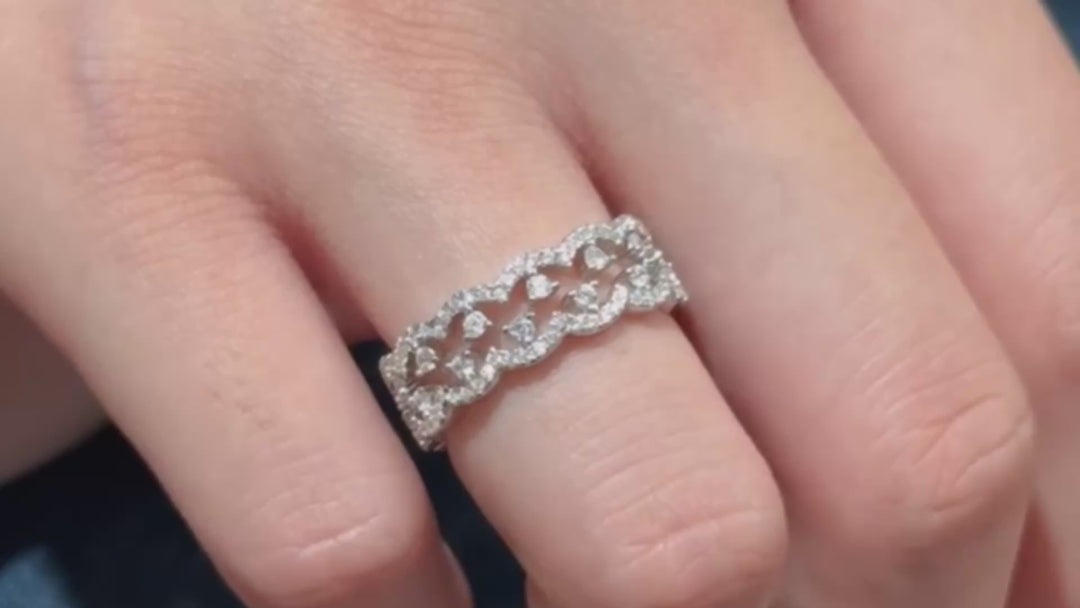 Silver CZ Crown Band Ring - Adjustable (One Size)
