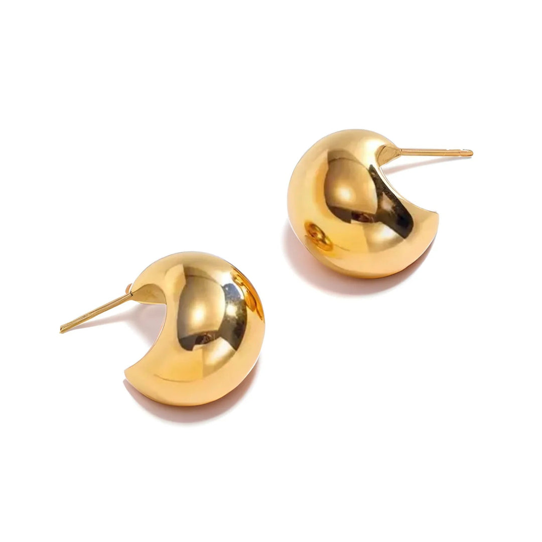 Sculpted chunky gold hoop earrings in 14K gold plated sterling silver