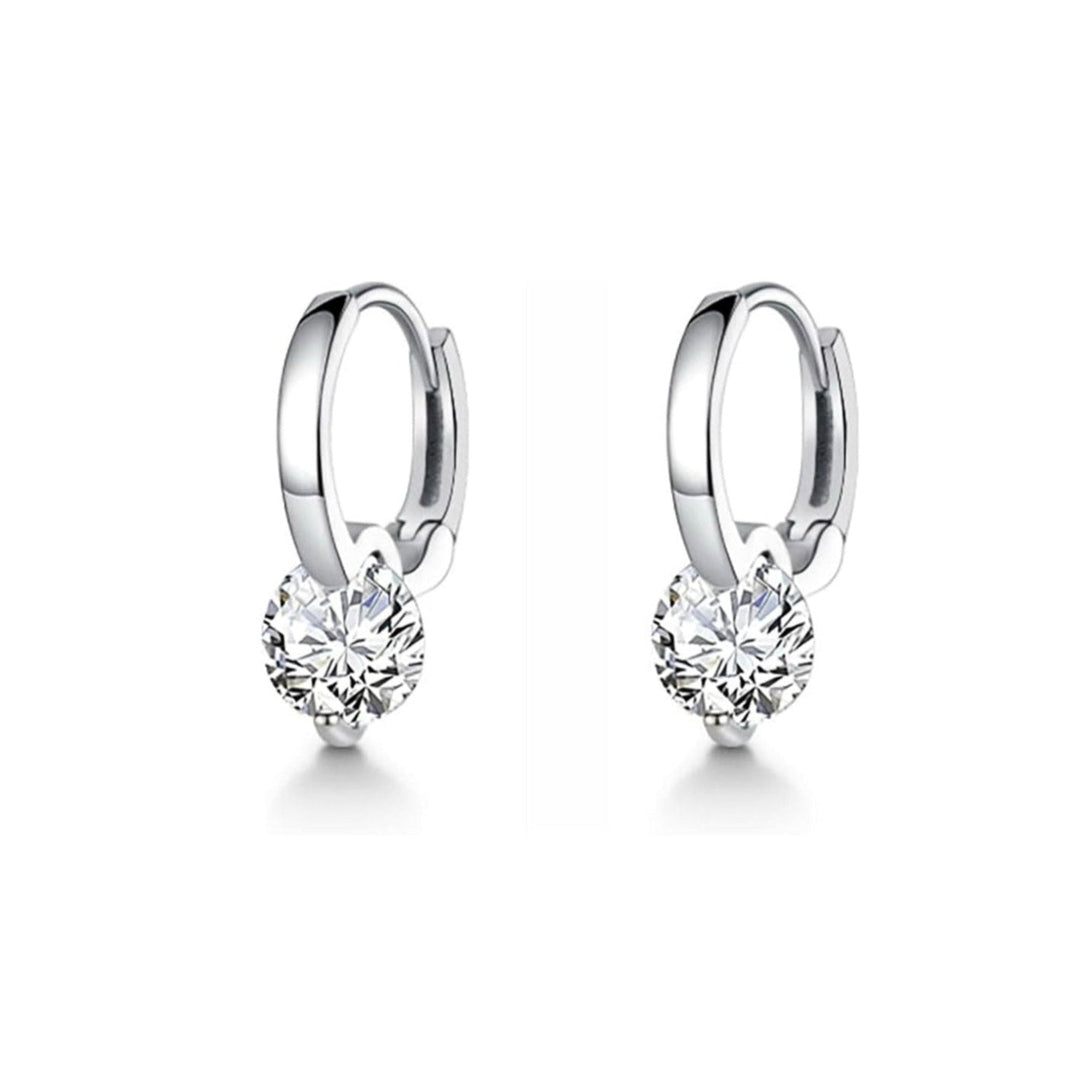 Sterling silver drop earrings with zircon teardrop stones