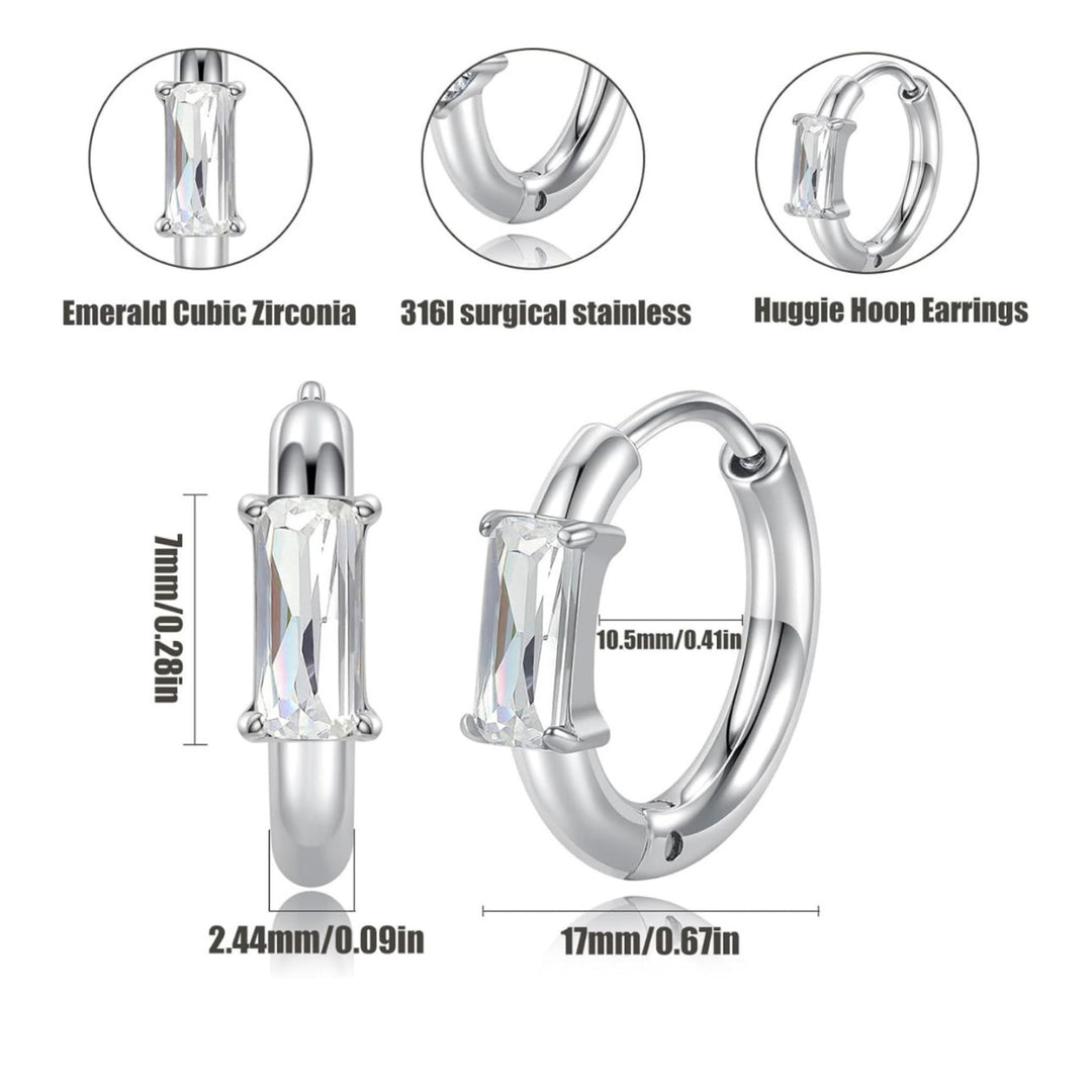 Zircon Huggie Hoop Earrings
