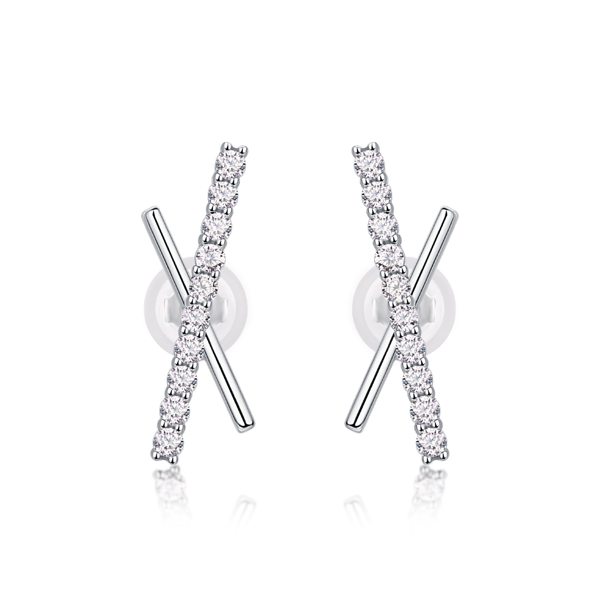 Pavé Cross Bar Moissanite Stud Earrings