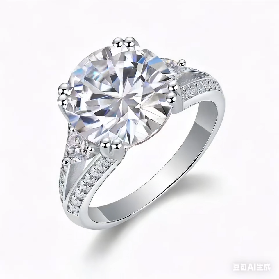 Elegant Three-Stone 5-Carat Moissanite Ring