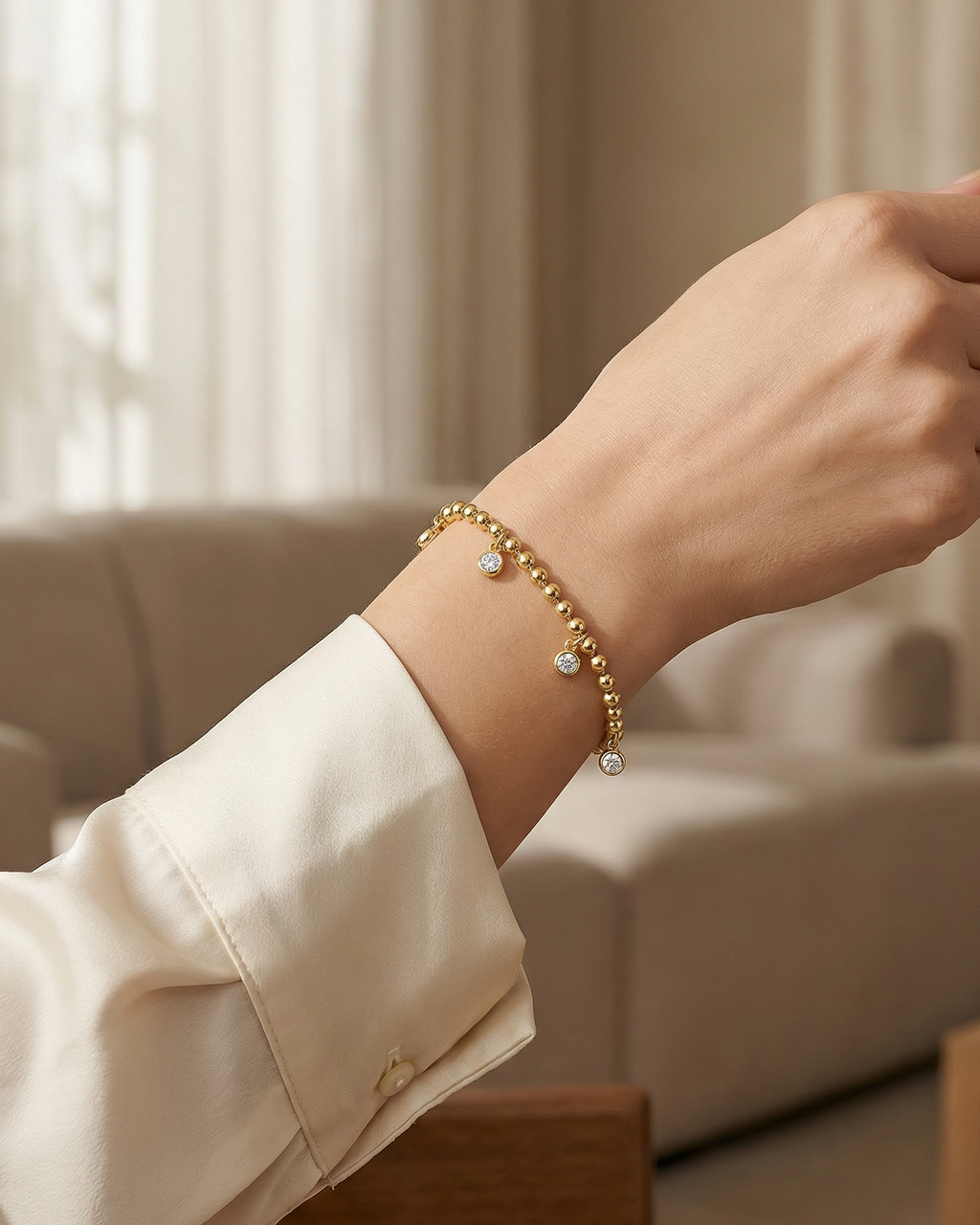 Dewdrop Moissanite Bead Bracelet