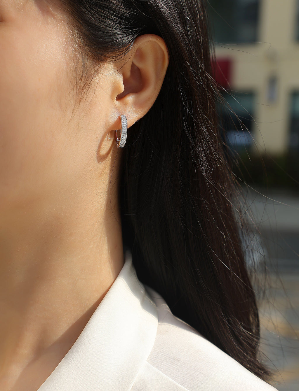 Moissanite Huggie Hoop Earrings