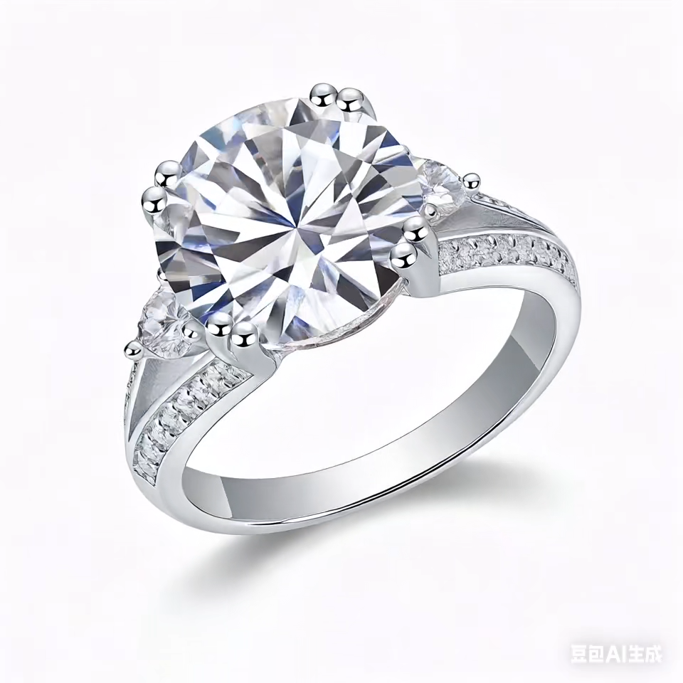 Elegant Three-Stone 5-Carat Moissanite Ring