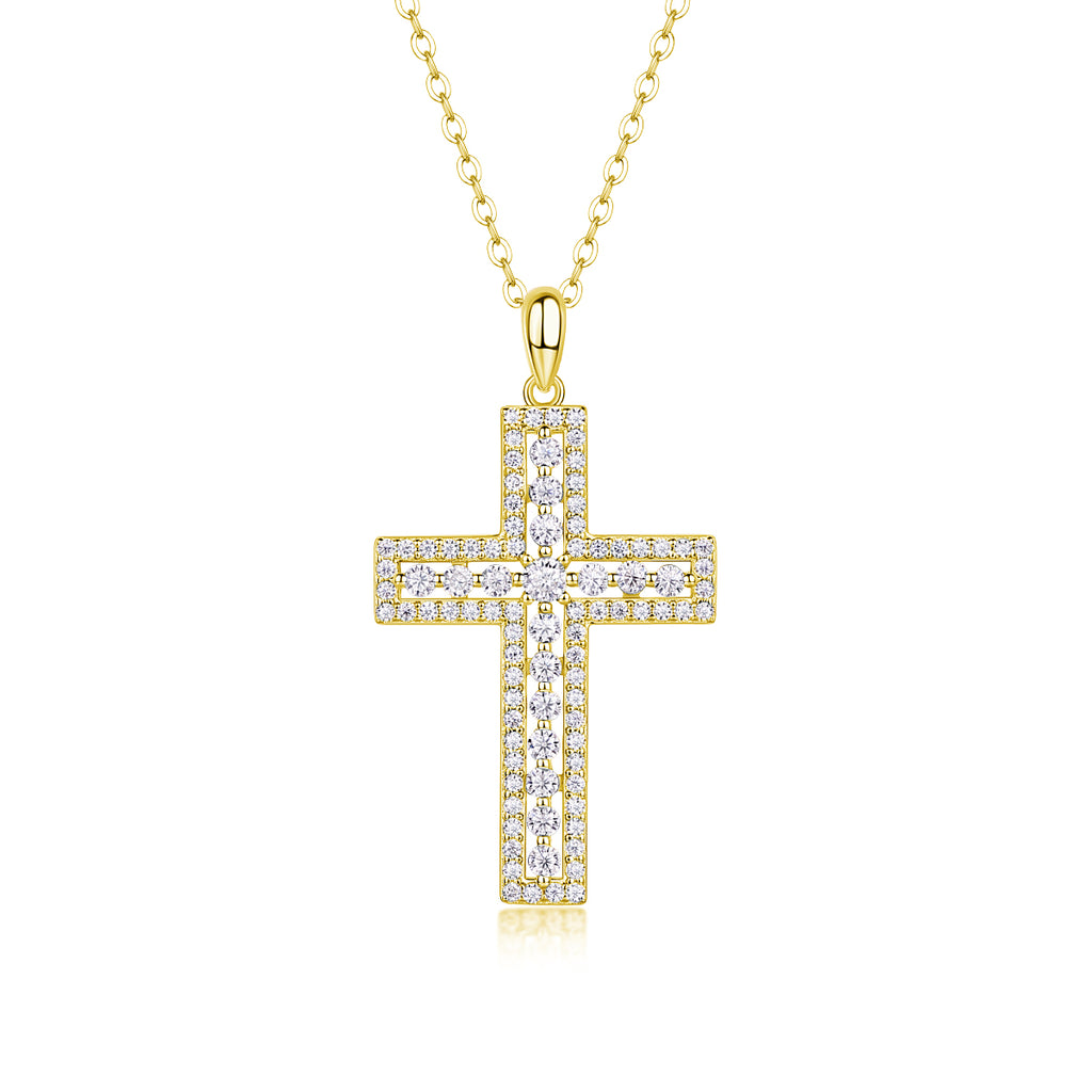 Pavé Moissanite Cross Pendant Necklace