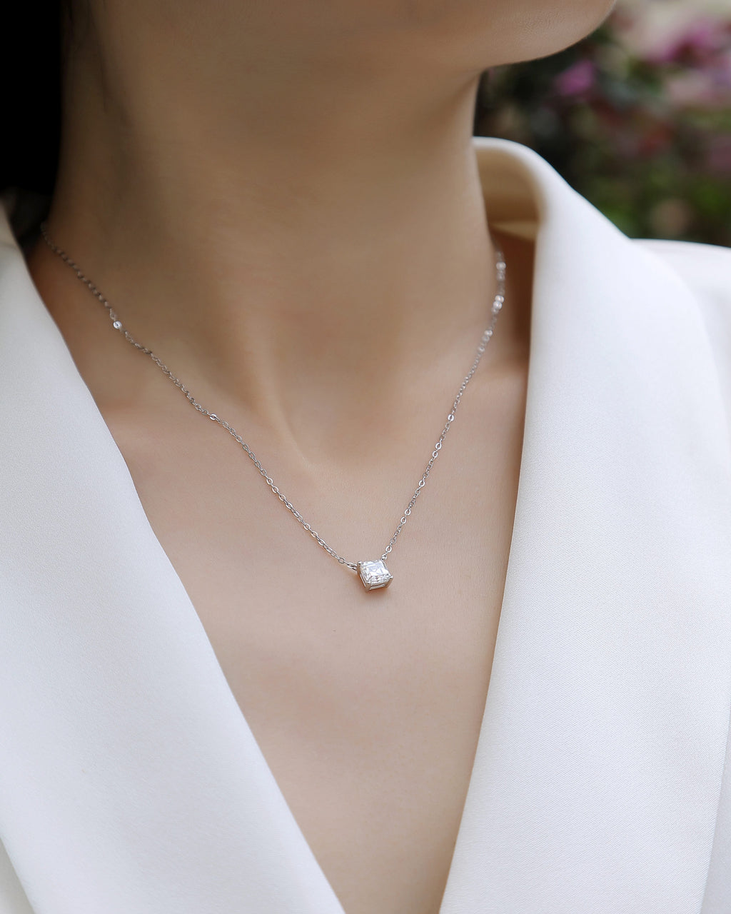 Eternal Square-Cut Moissanite Pendant Necklace