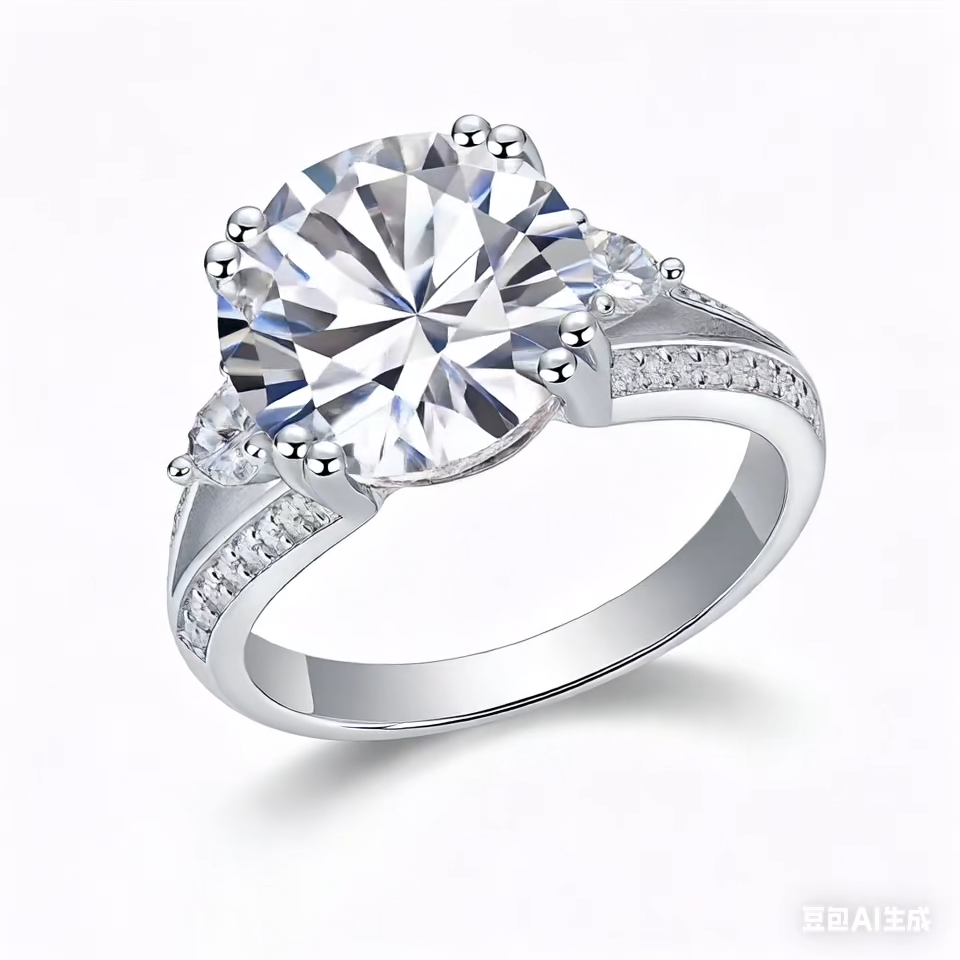 Elegant Three-Stone 5-Carat Moissanite Ring