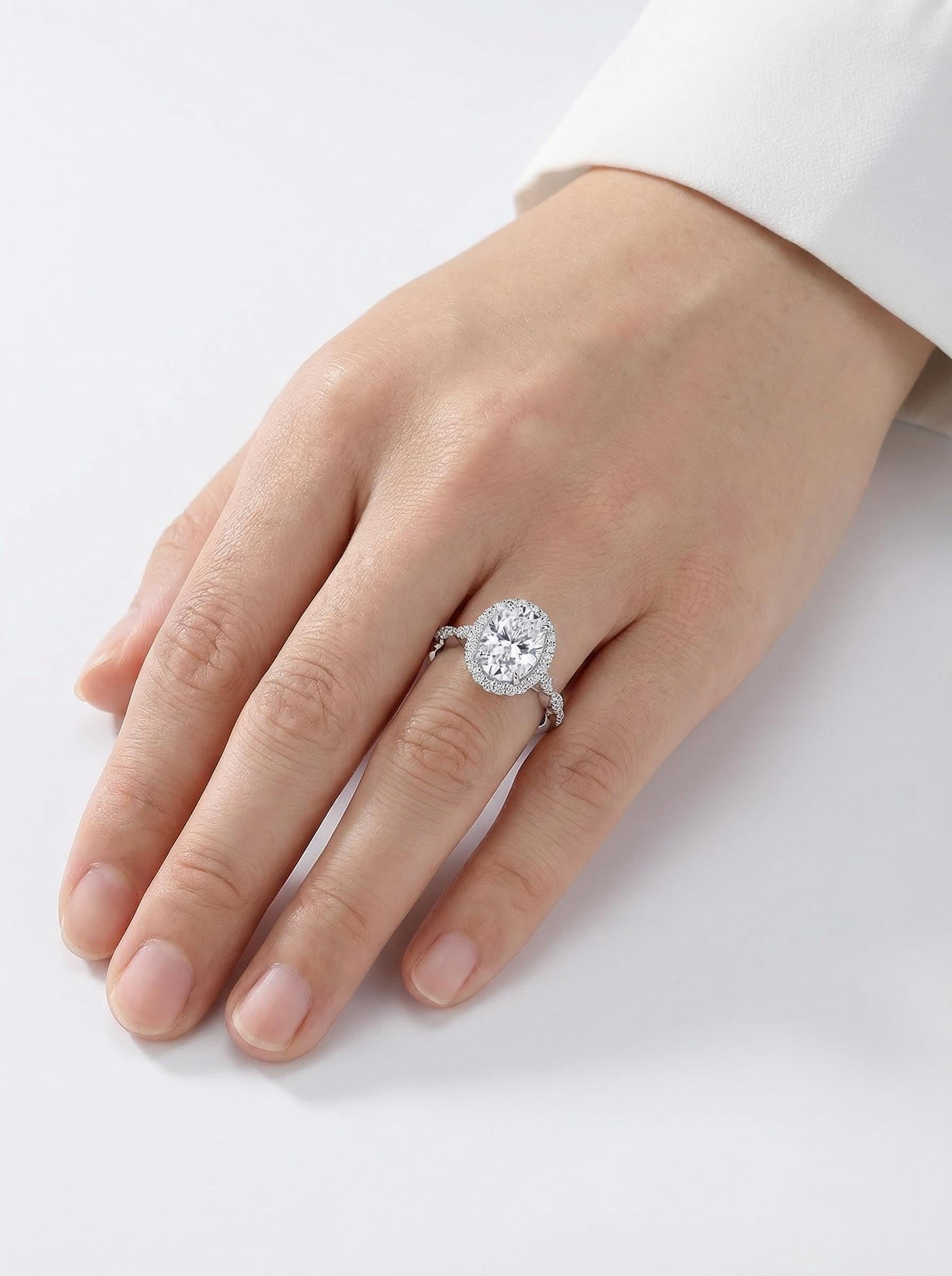 Oval Halo Moissanite Ring