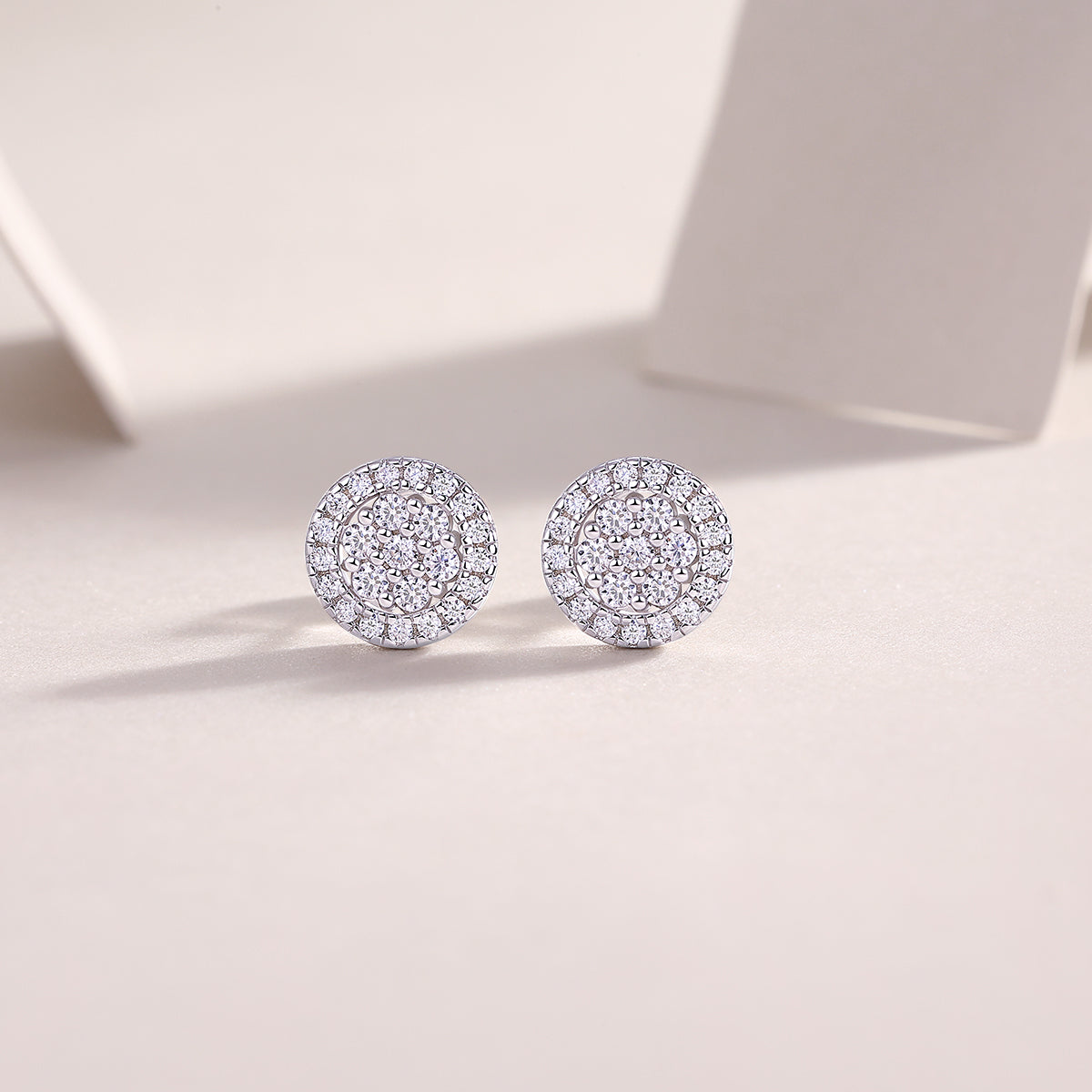 Pavé Moissanite Round Stud Earrings