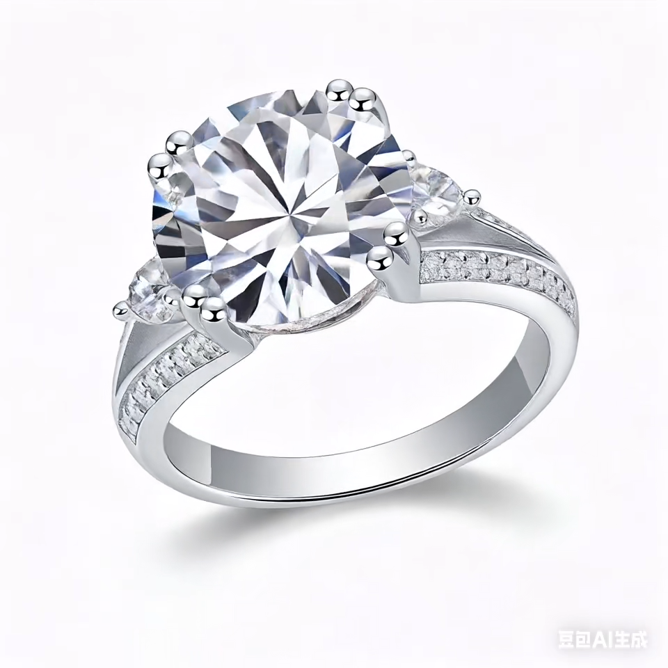 Elegant Three-Stone 5-Carat Moissanite Ring