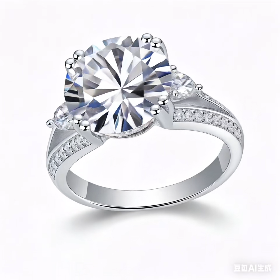 Elegant Three-Stone 5-Carat Moissanite Ring