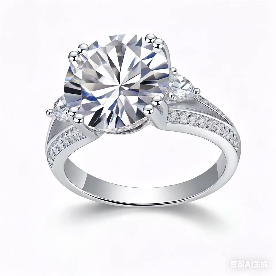 Elegant Three-Stone 5-Carat Moissanite Ring