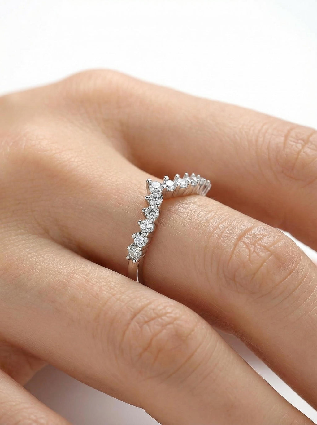 V-Shaped Crown Moissanite Ring