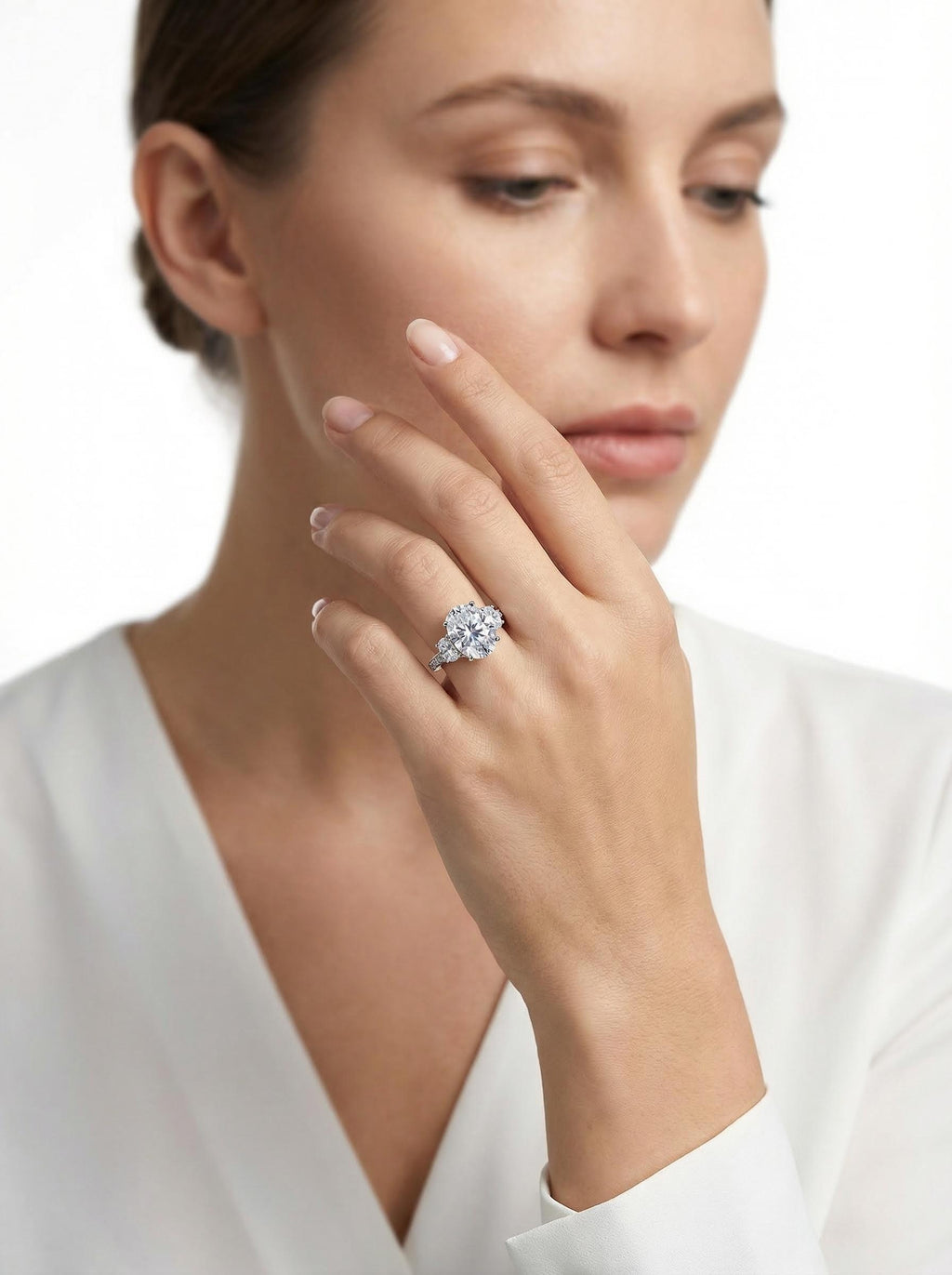 Oval Three-Stone Moissanite Ring