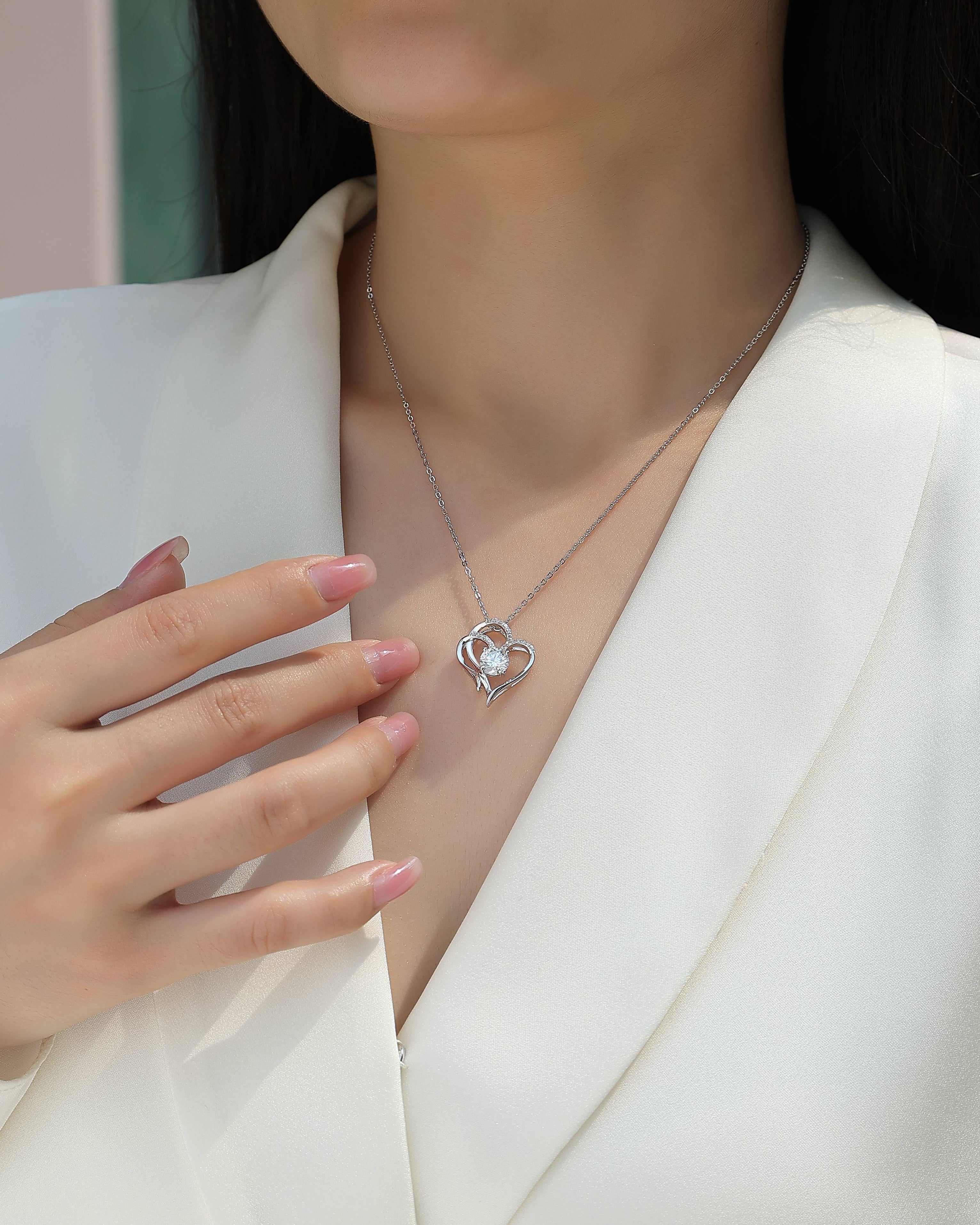 Double Heart Moissanite Necklace