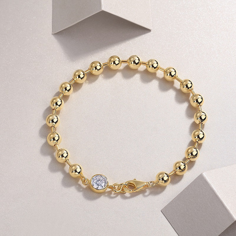 Golden Bead Moissanite Bracelet