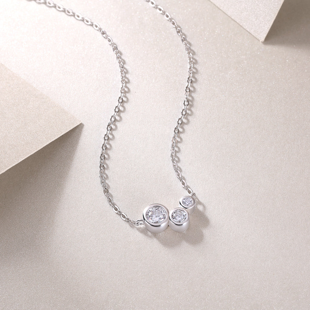Triple-Moissanite Pendant Necklace