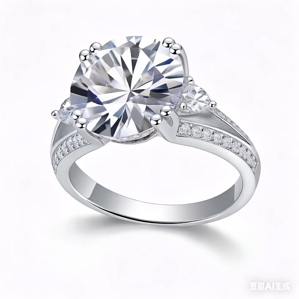 Elegant Three-Stone 5-Carat Moissanite Ring