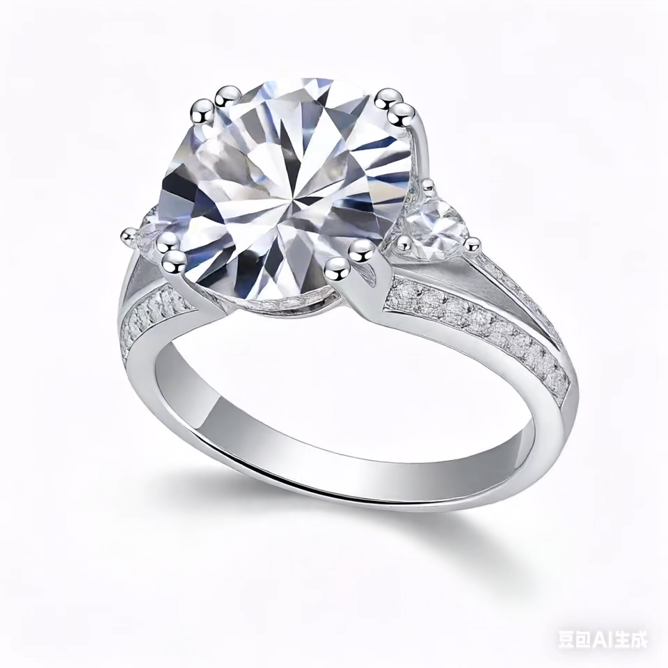 Elegant Three-Stone 5-Carat Moissanite Ring