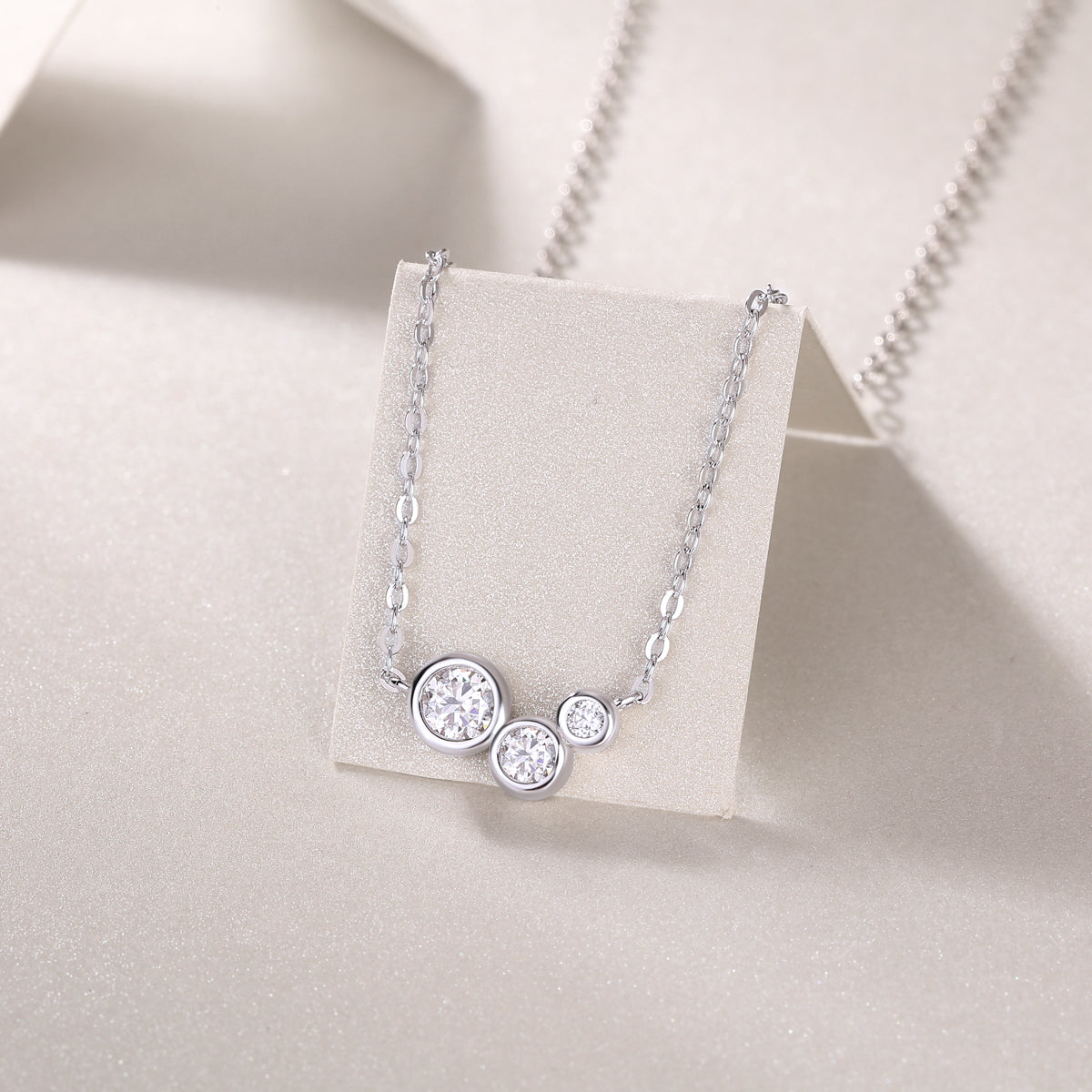 Triple-Moissanite Pendant Necklace
