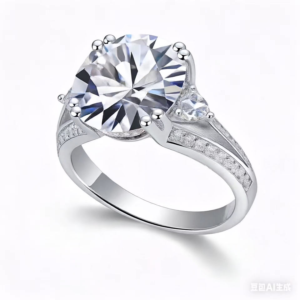 Elegant Three-Stone 5-Carat Moissanite Ring