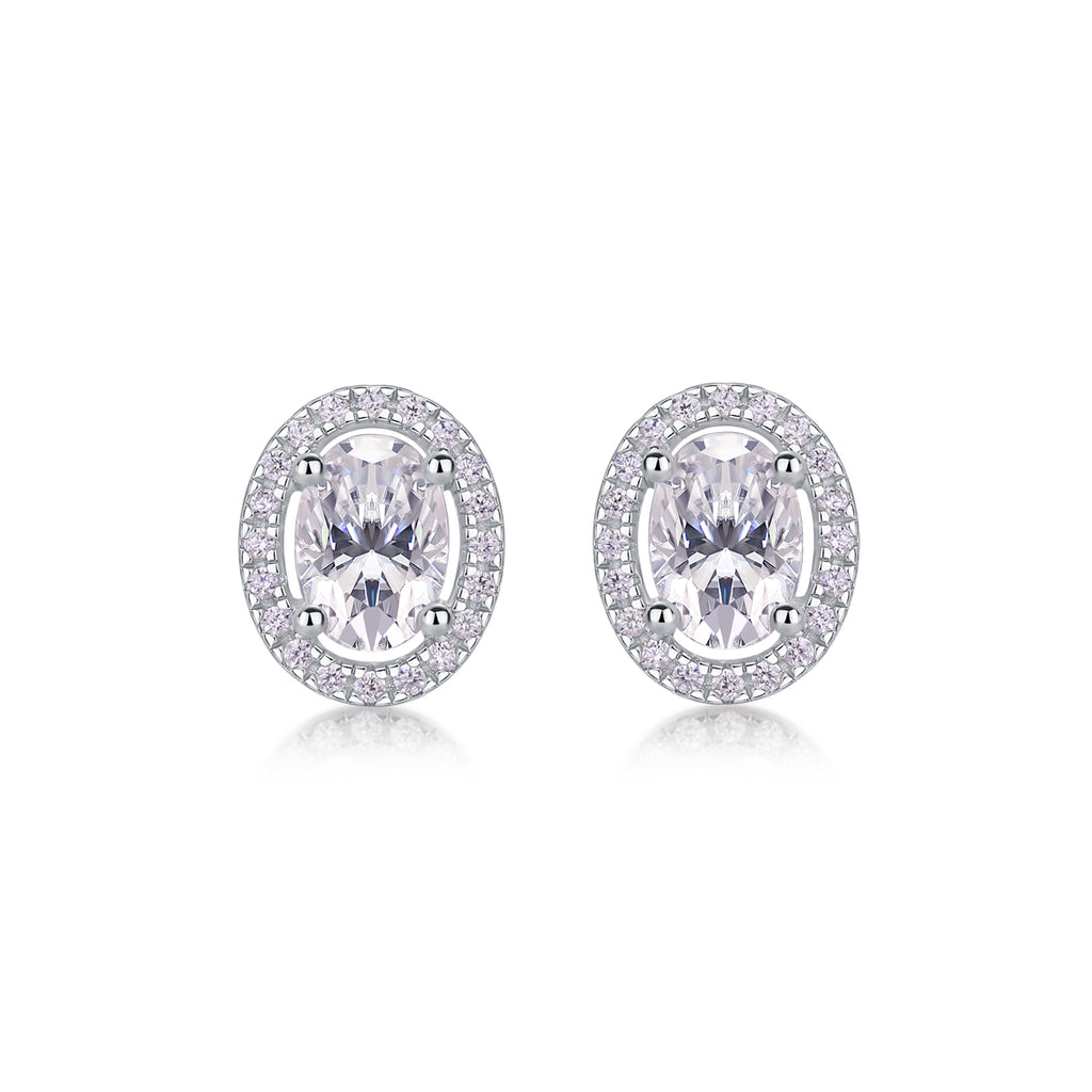 Oval Halo Moissanite Stud Earrings