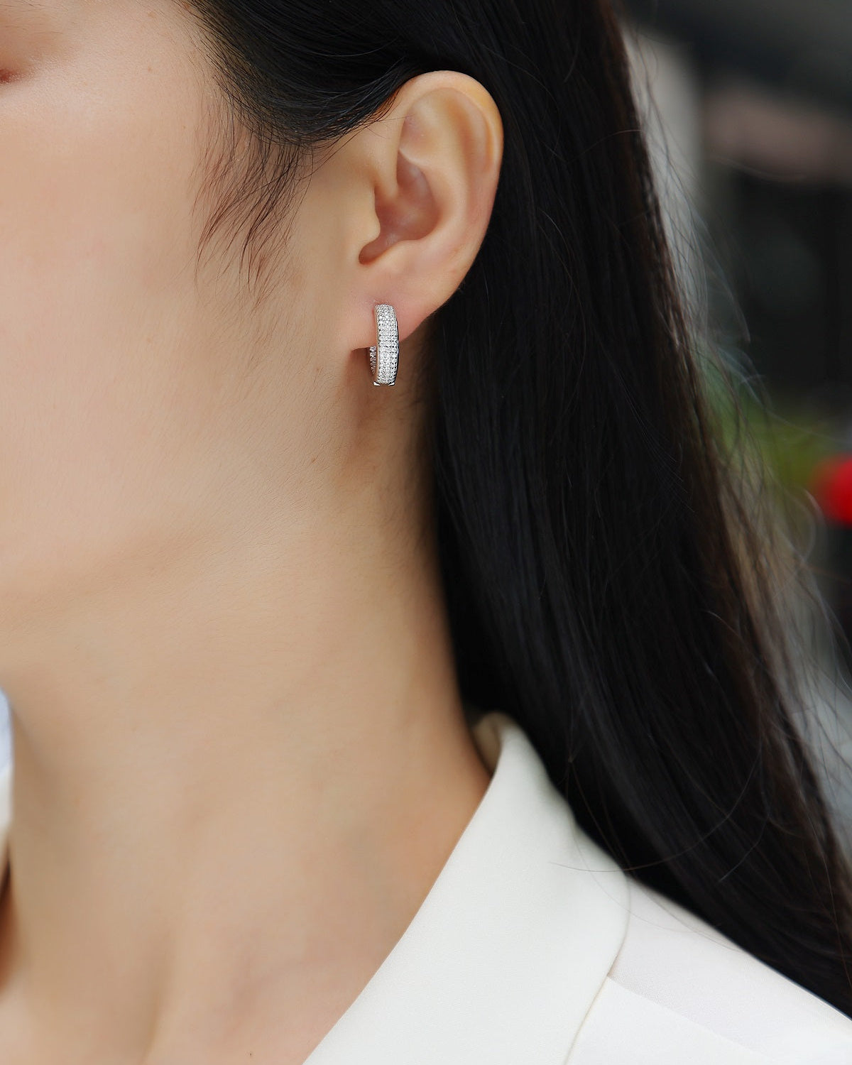 Pavé Moissanite Huggie Hoop Earrings