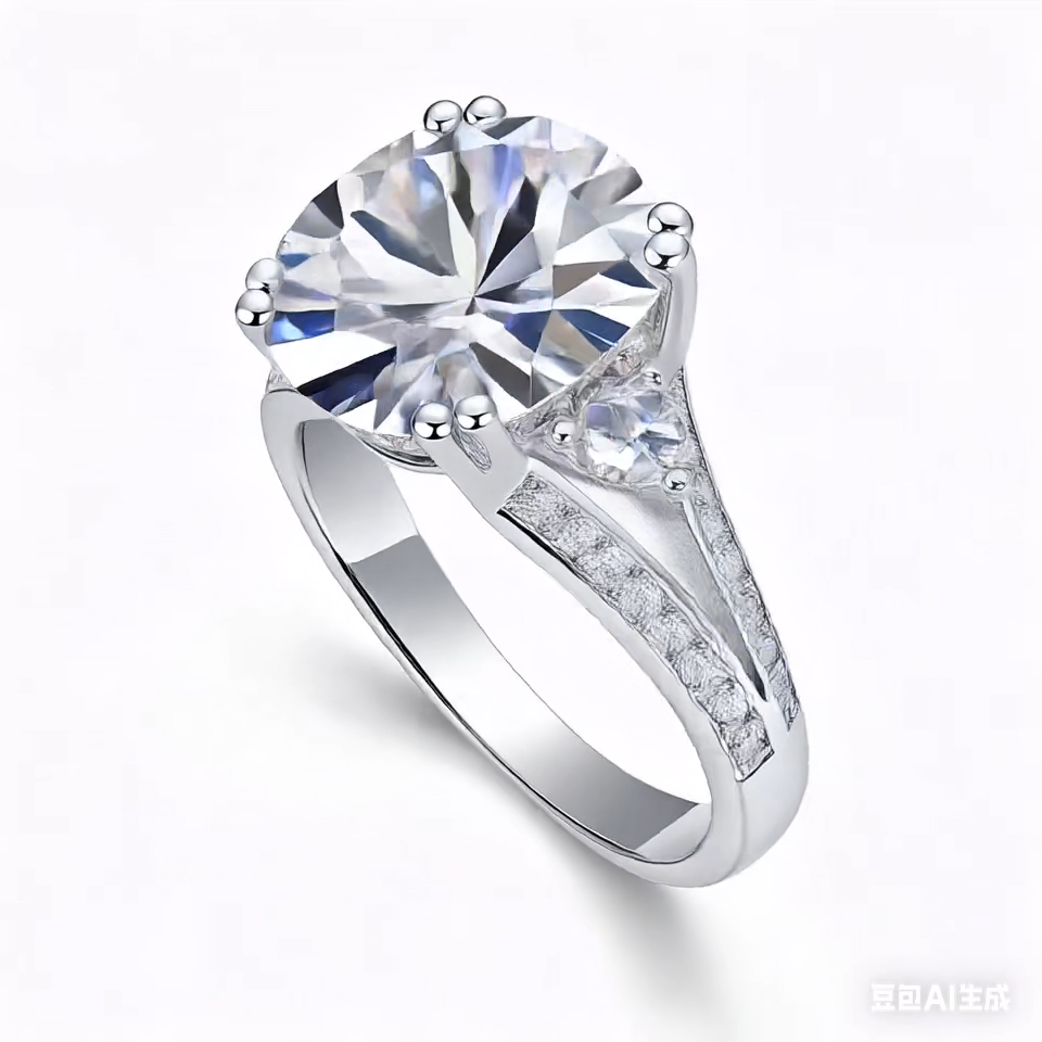 Elegant Three-Stone 5-Carat Moissanite Ring