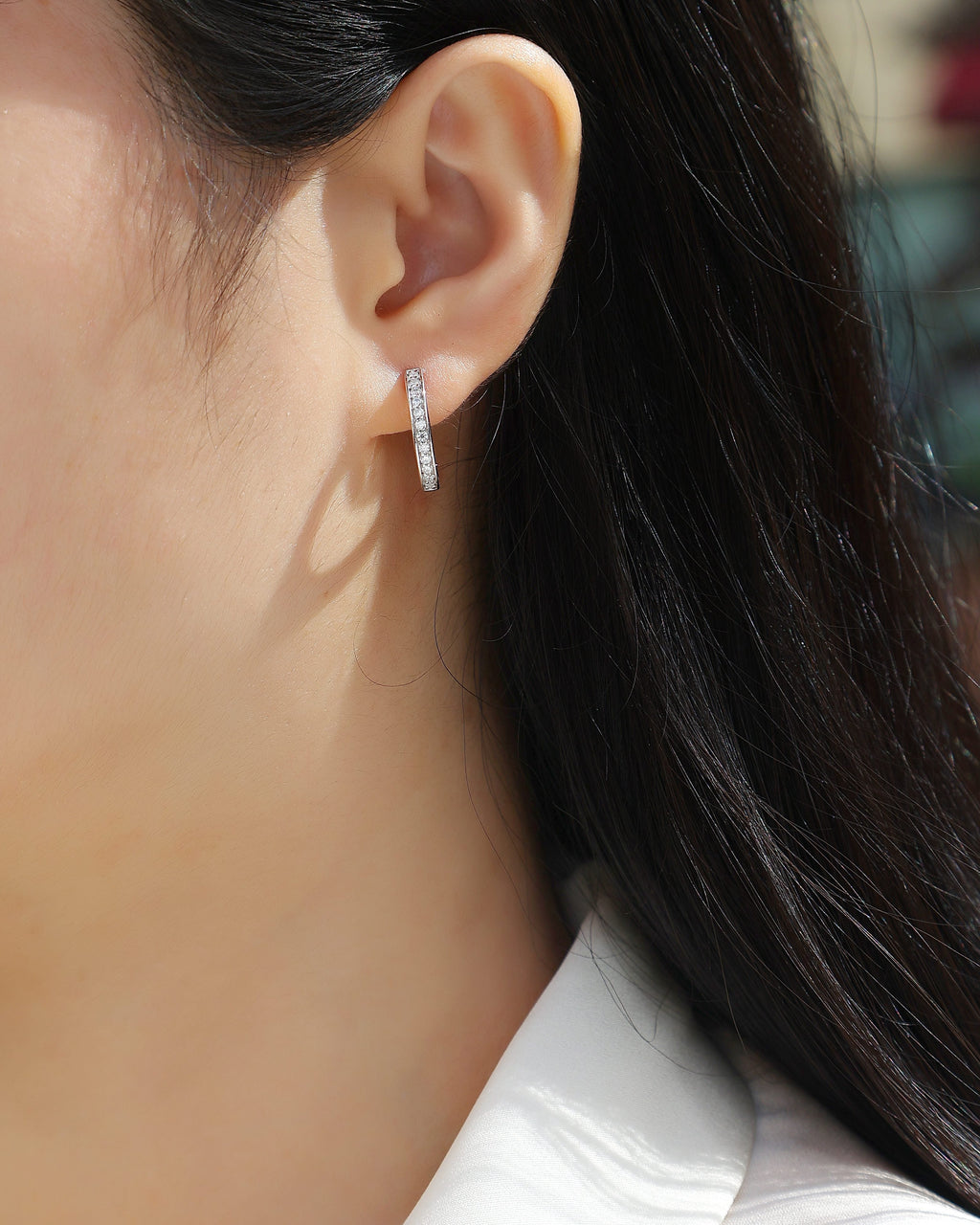 Sleek Pavé Moissanite Huggie Earrings