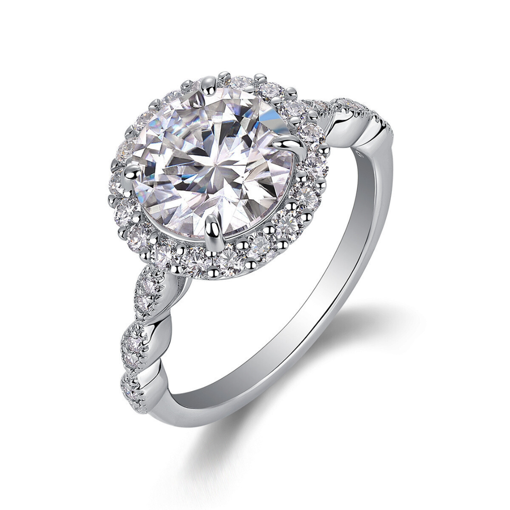 Twisted Halo Moissanite Ring
