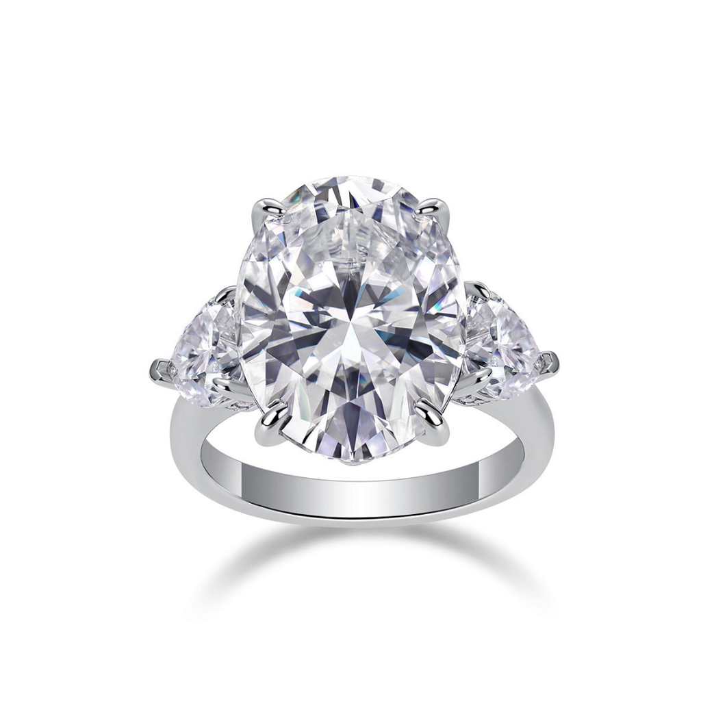 Oval Three-Stone Moissanite Statement Ring