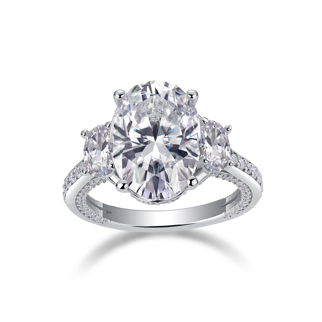 Oval Three-Stone Moissanite Ring