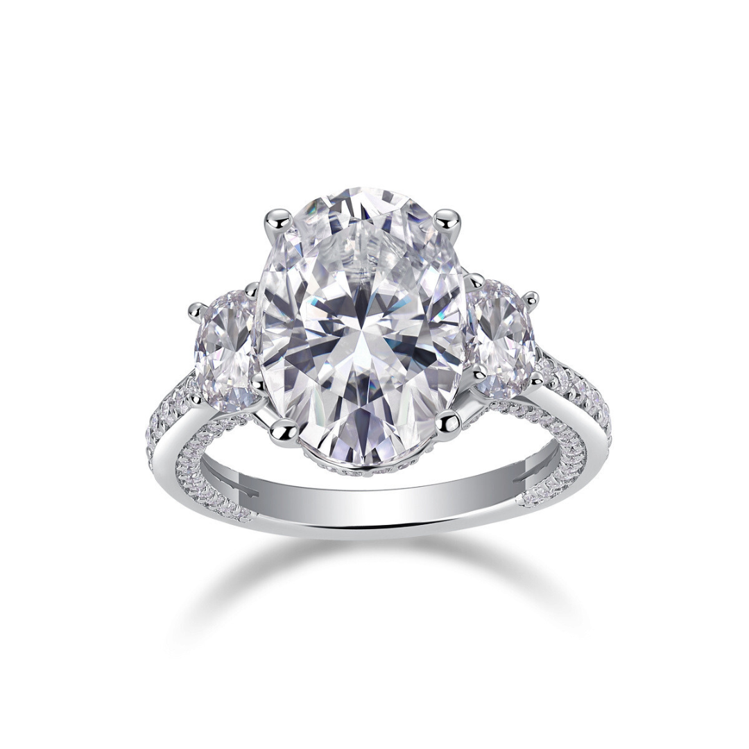 Oval Three-Stone Moissanite Ring