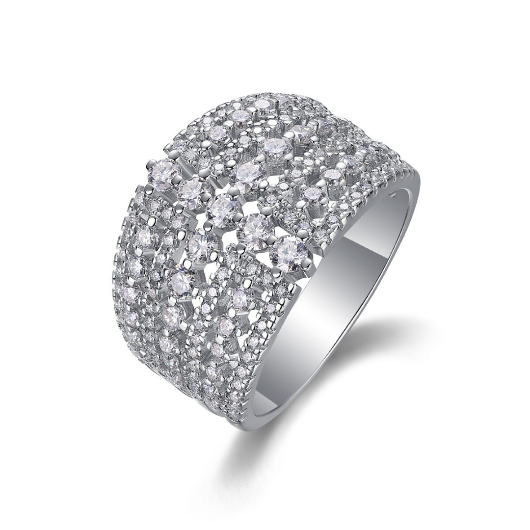 Multi-Row Pavé Moissanite Dome Ring