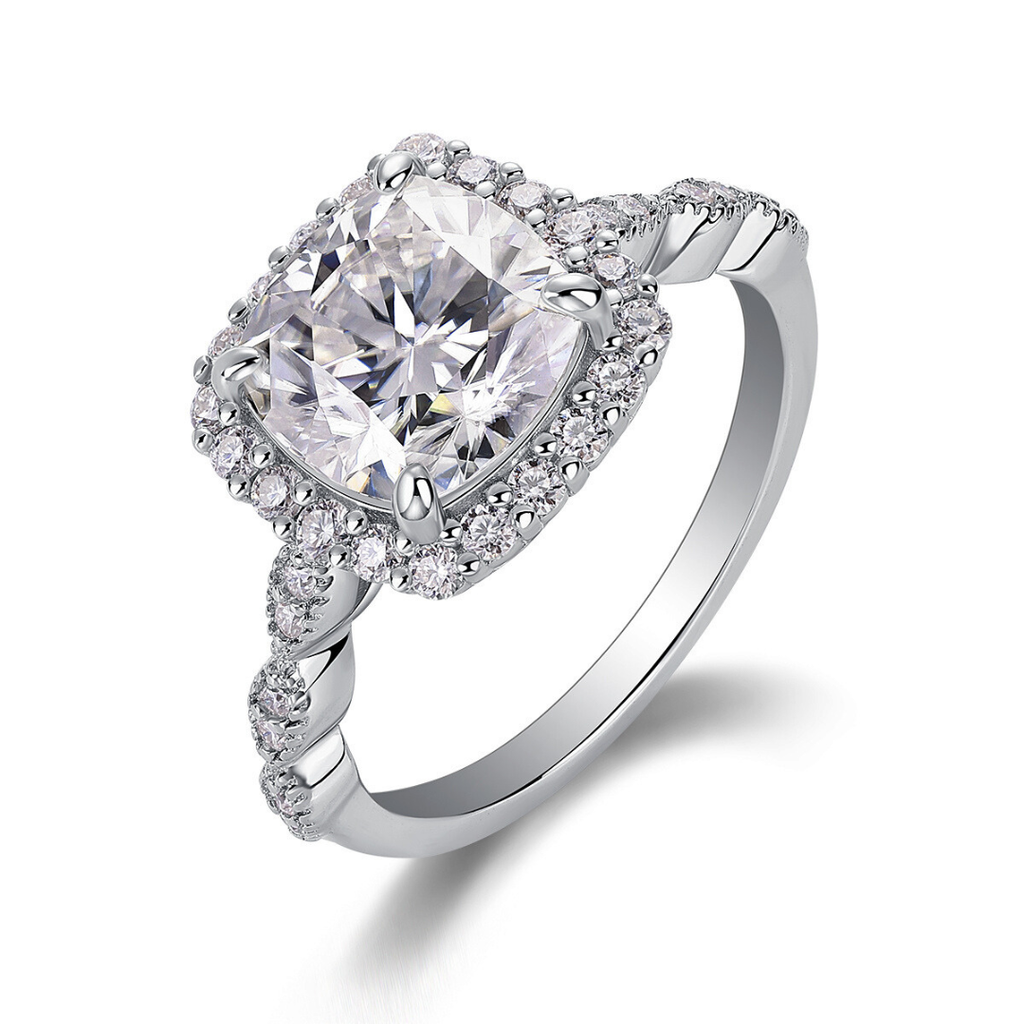 Cushion Moissanite Halo Ring