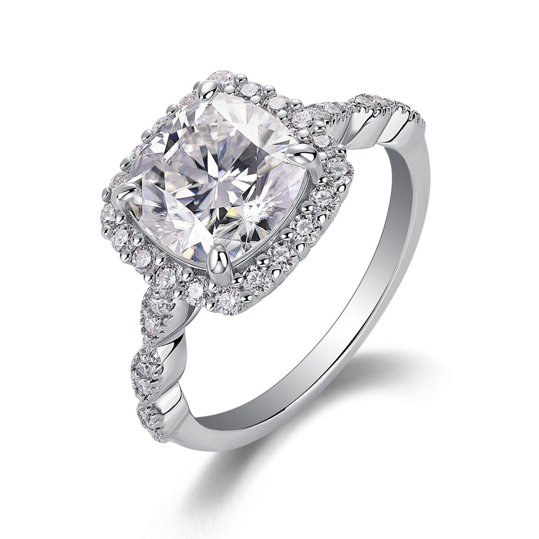 Cushion Moissanite Halo Ring