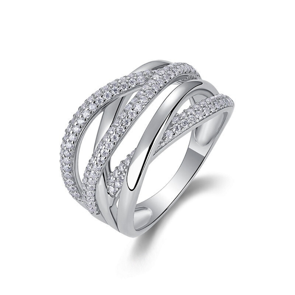 Modern Interlace Moissanite Ring