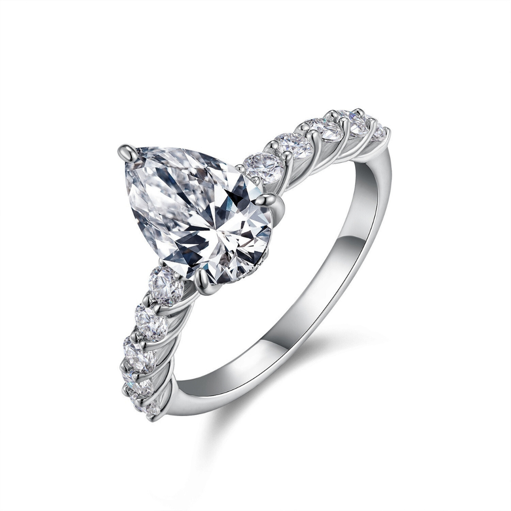 Pear Cut Moissanite Engagement Ring