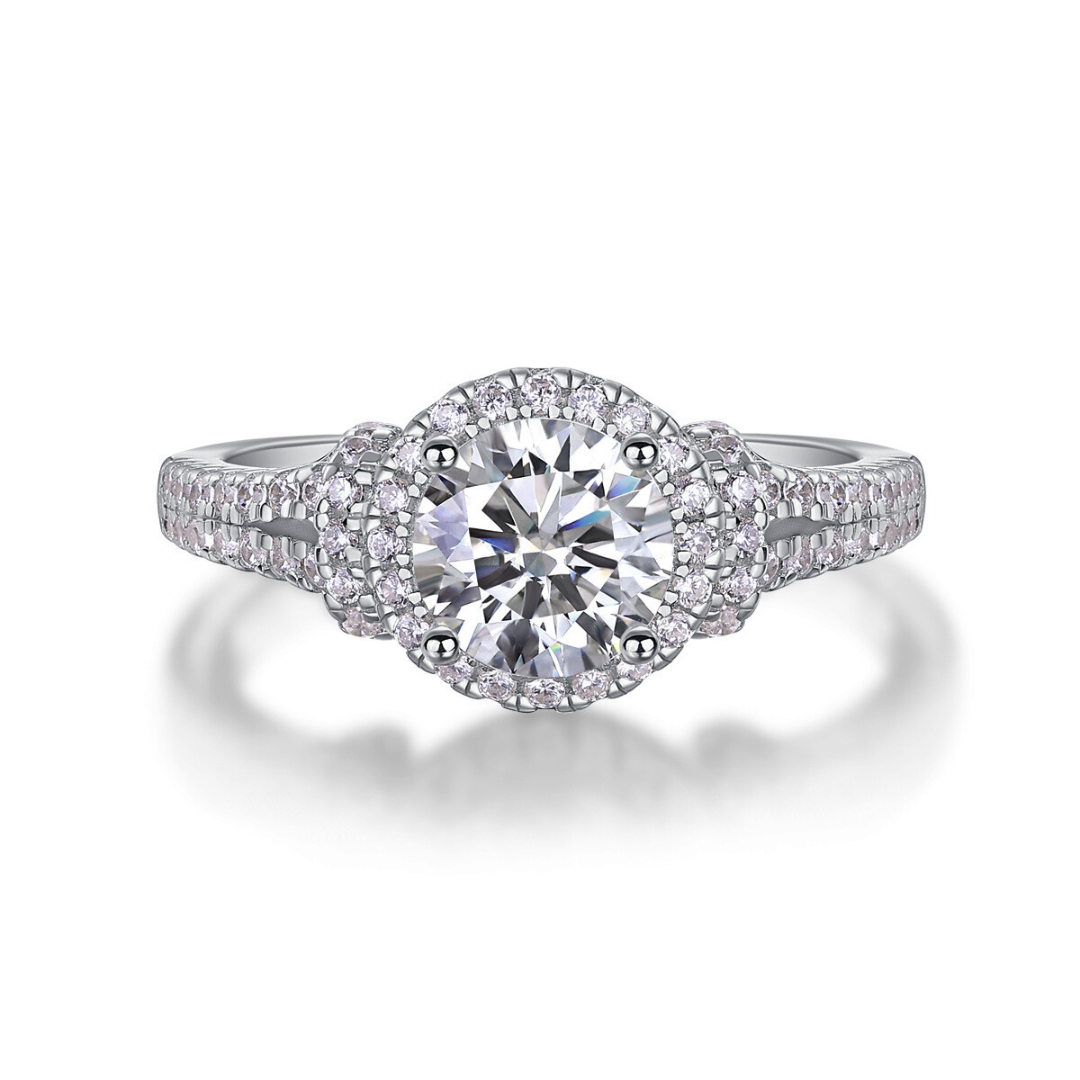 Round Halo Moissanite Ring